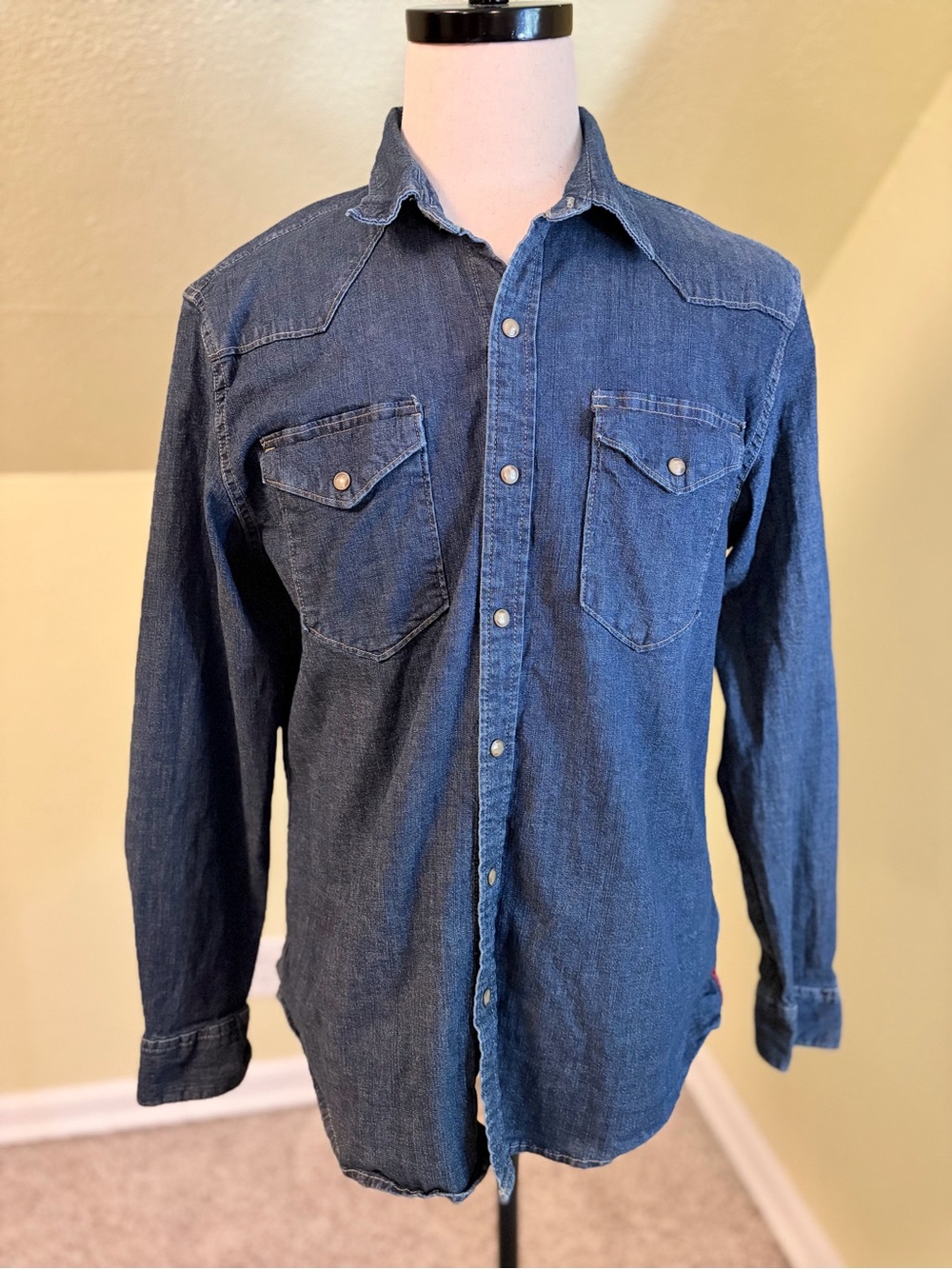 Wrangler Indigo Denim Western Snaps Button-Down Shirt